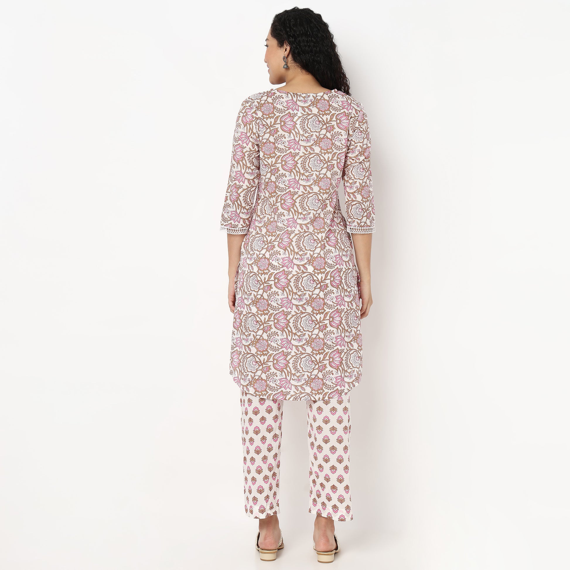 V-Neck Printed Kurta and Pant Set