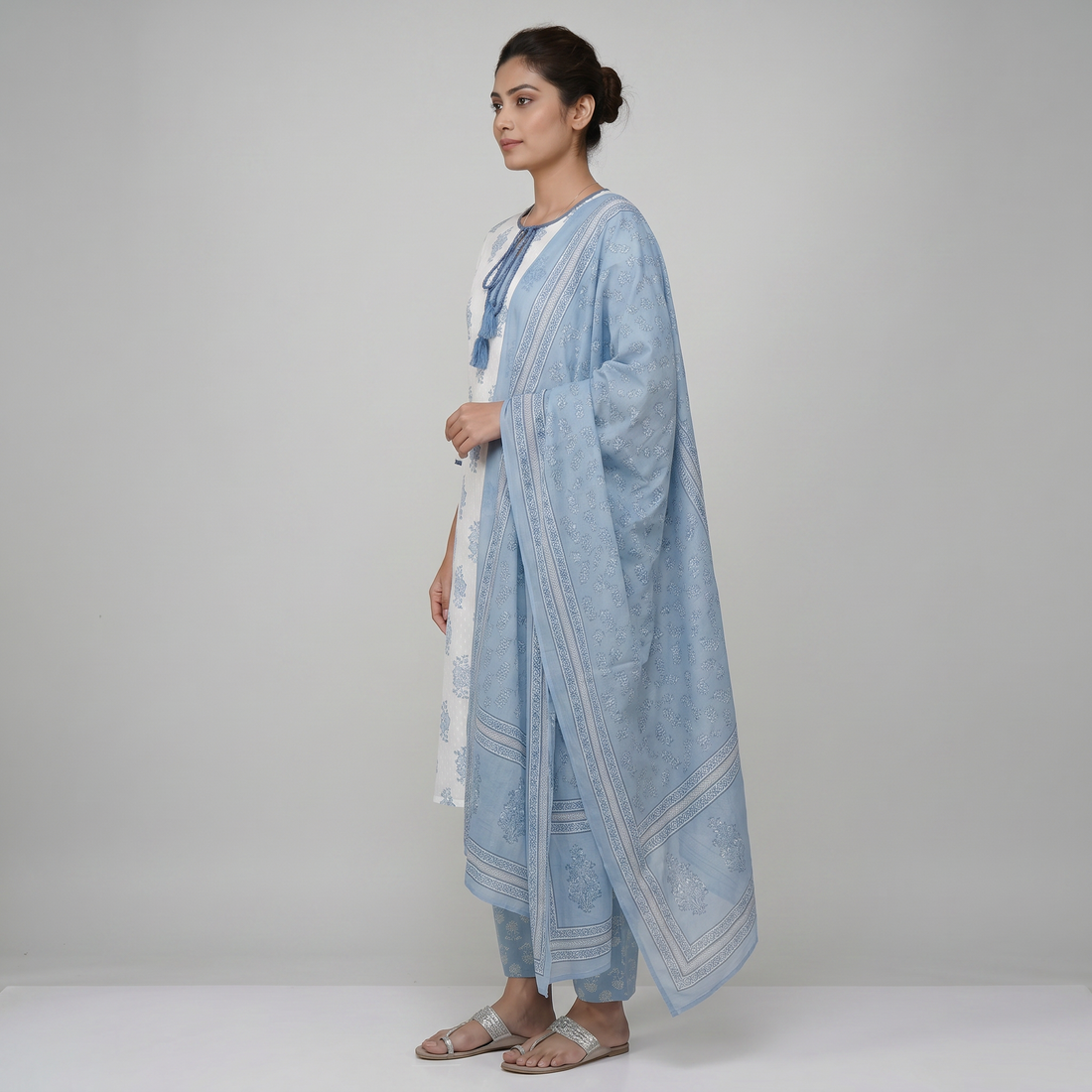 Cotton Printed Kurta and Pant with Dupatta Set