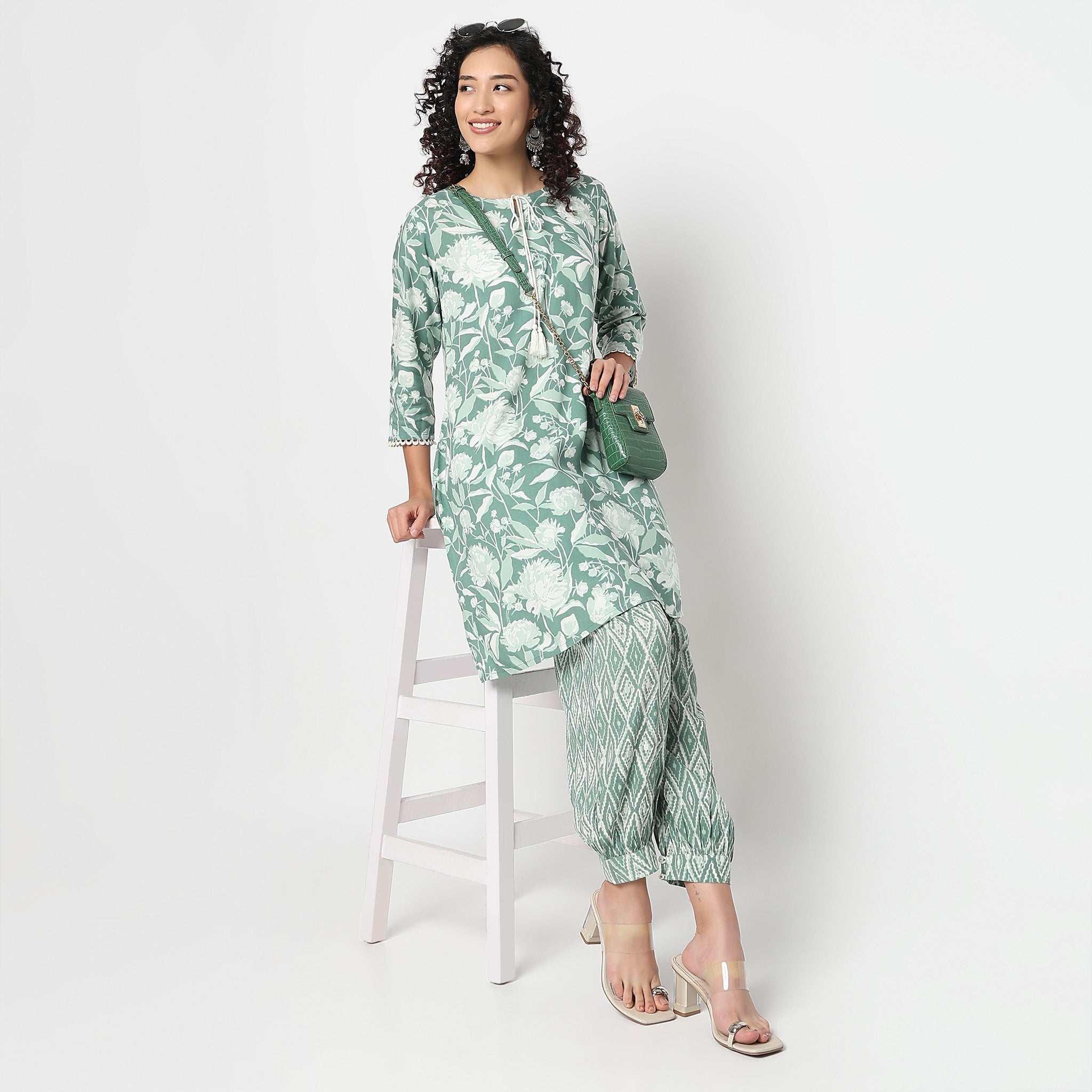 Printed Straight Kurta With Pant Set