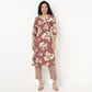 V-Neck Printed Kurta and Pant Set