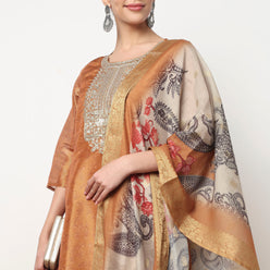 Embellished Straight Kurta with Pant and Dupatta Set