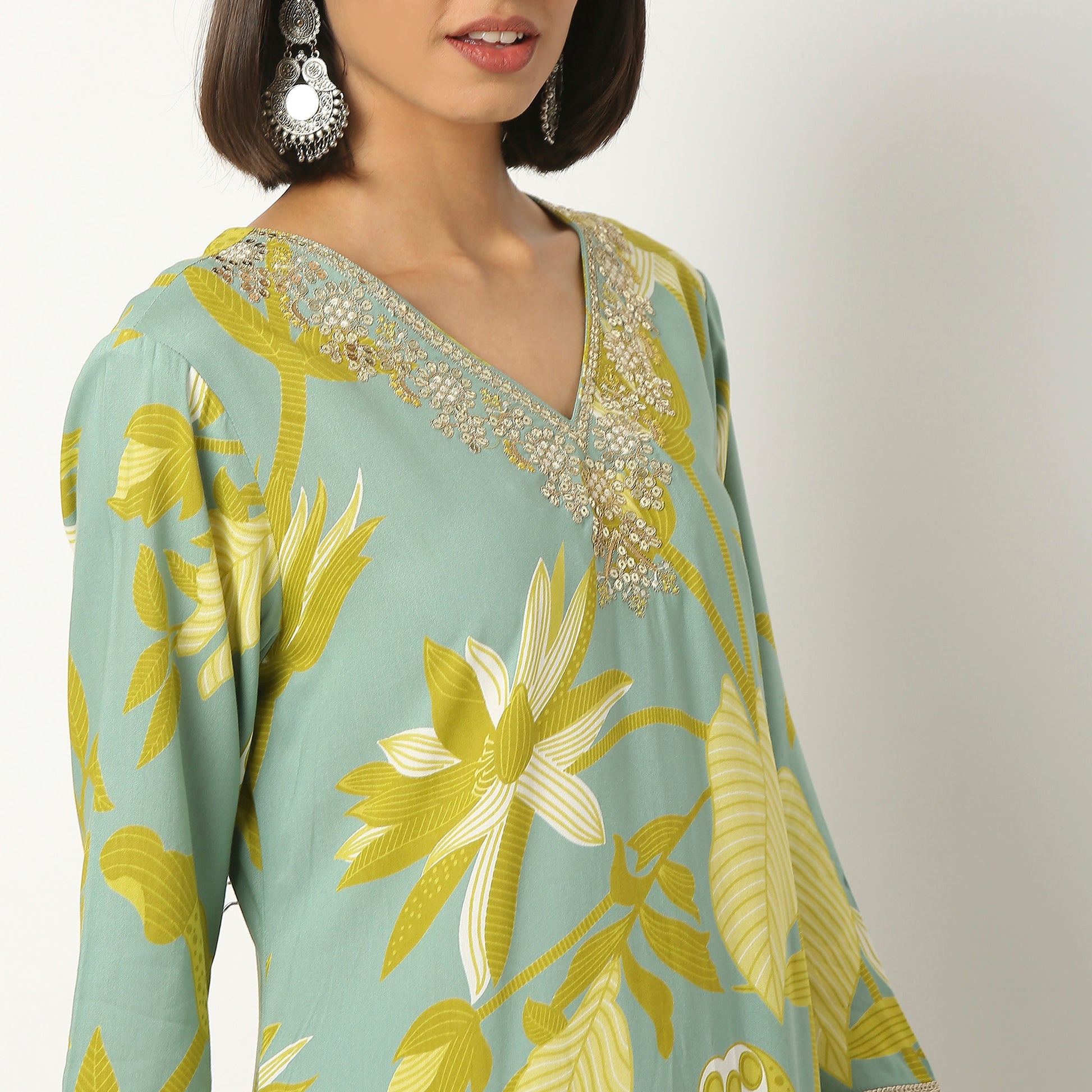 Rayon Printed Kurta Pant Set