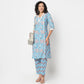 Flare Fit Printed V-Neck Kurta with Pant Set
