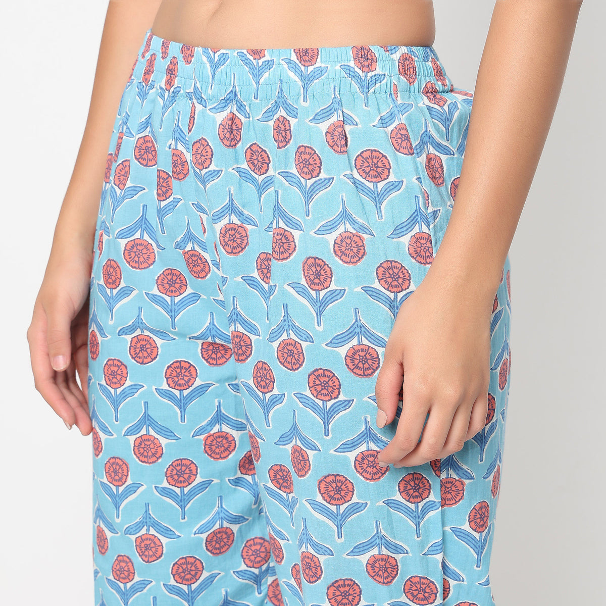 Flare Fit Printed V-Neck Kurta with Pant Set