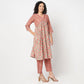 Flare Fit Printed V-Neck Kurta with Pant Set