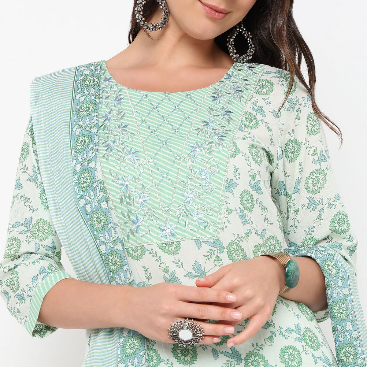Straight Fit Printed Kurta and Pant with Dupatta Set