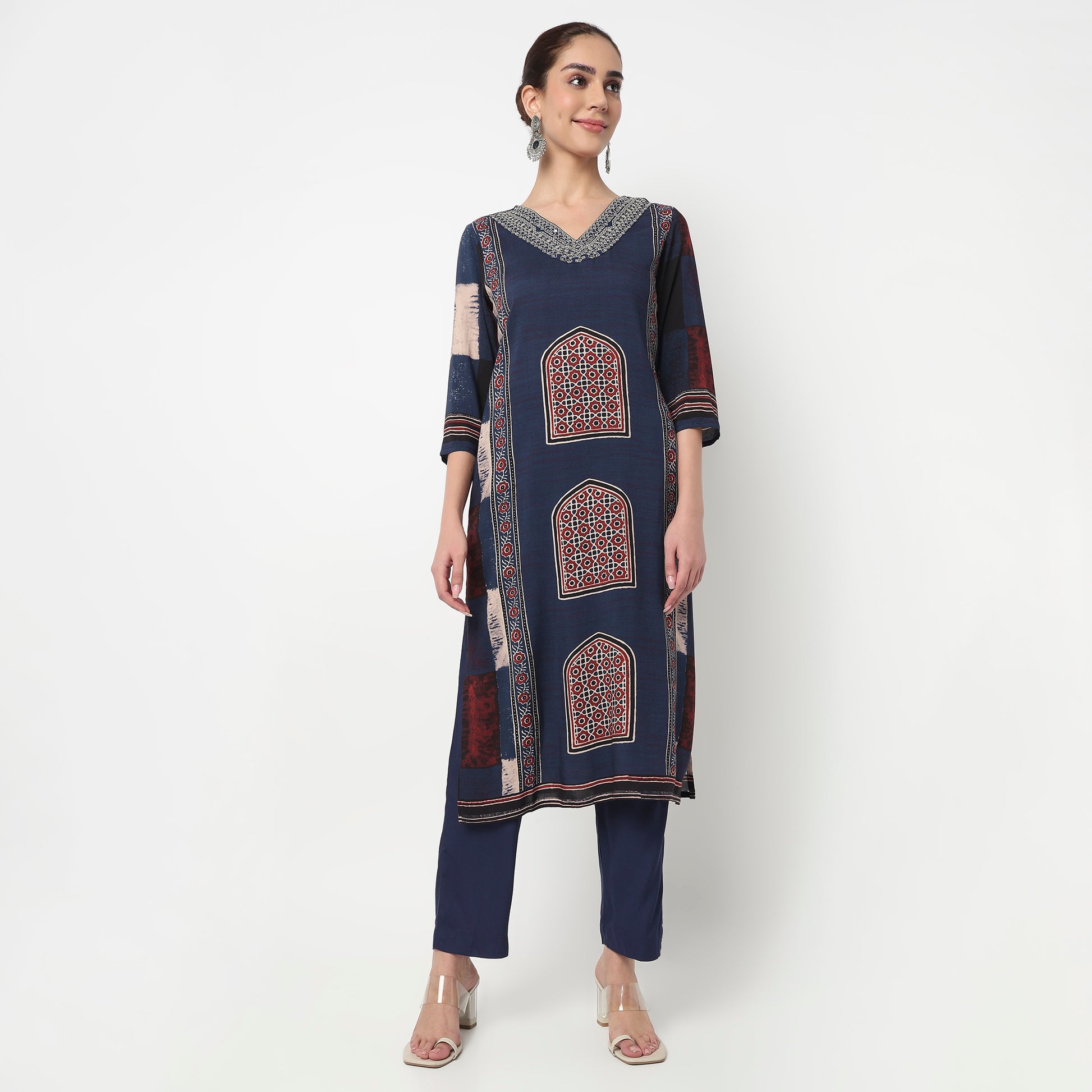 Printed Straight Kurta with Pant and Dupatta Set