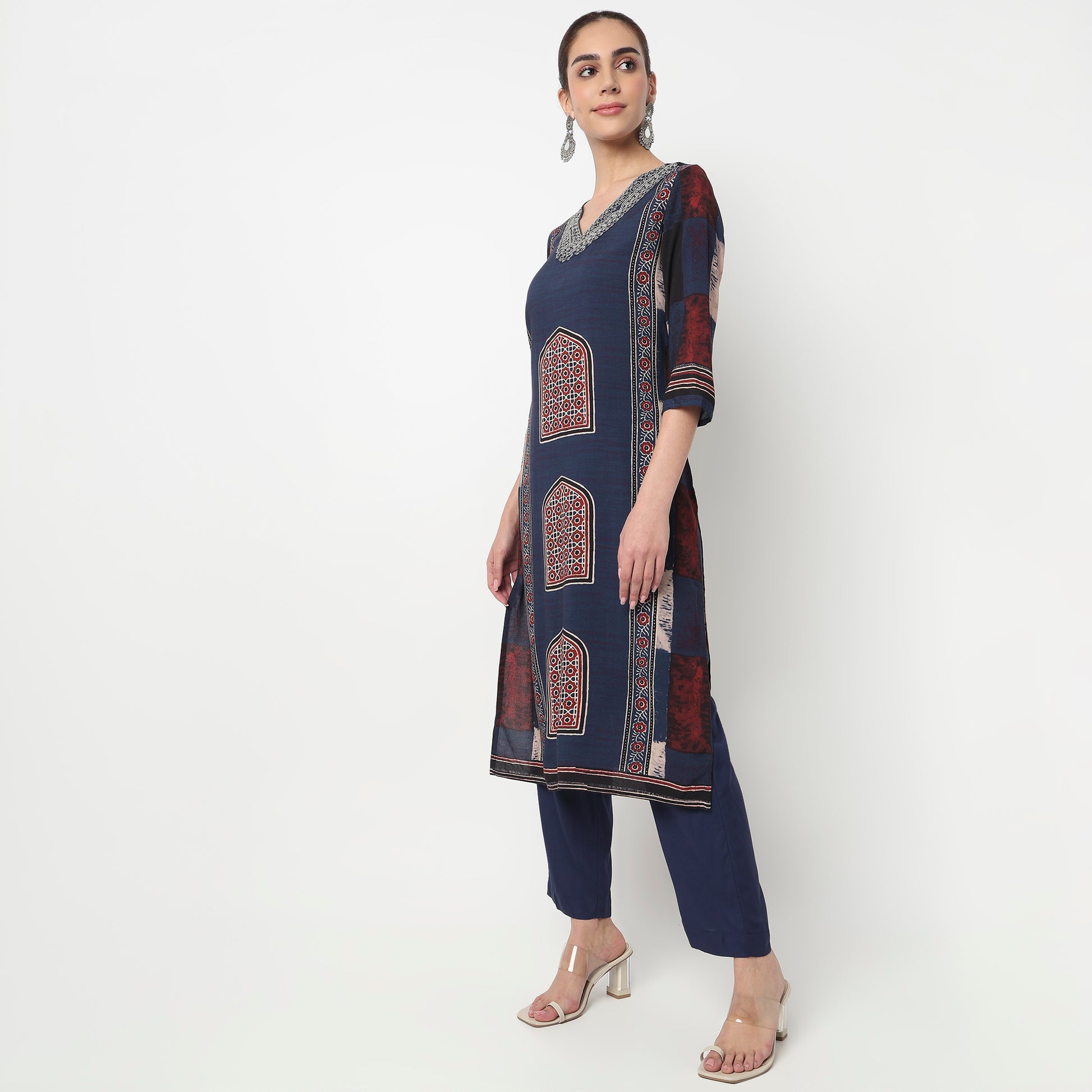 Printed Straight Kurta with Pant and Dupatta Set