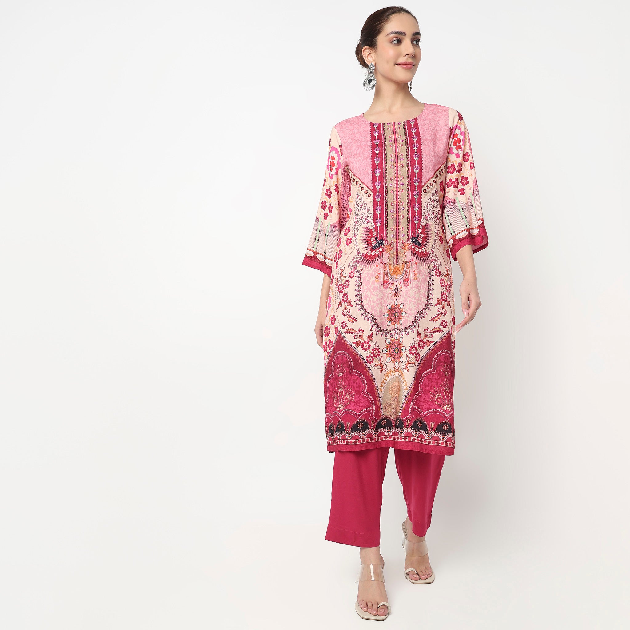 Printed Straight Kurta with Pant & with Dupatta Set