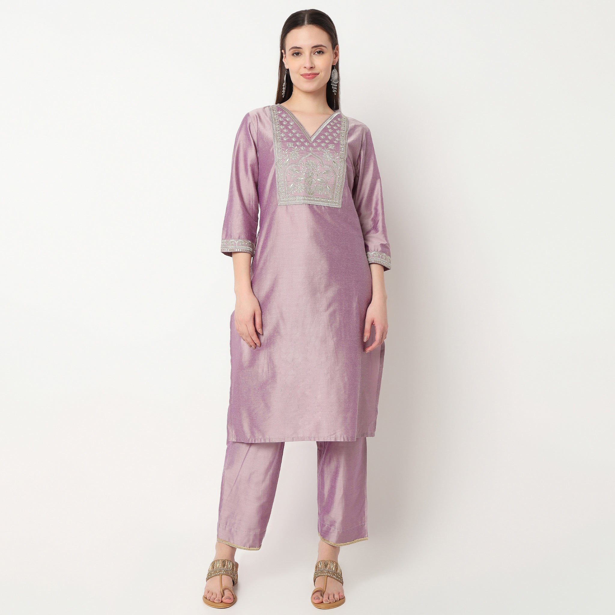Embroidered Kurta with Pant & with Dupatta Set