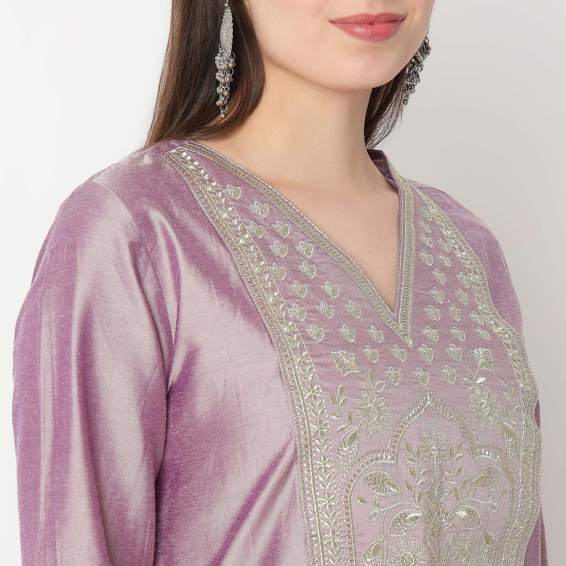 Embroidered Kurta with Pant & with Dupatta Set