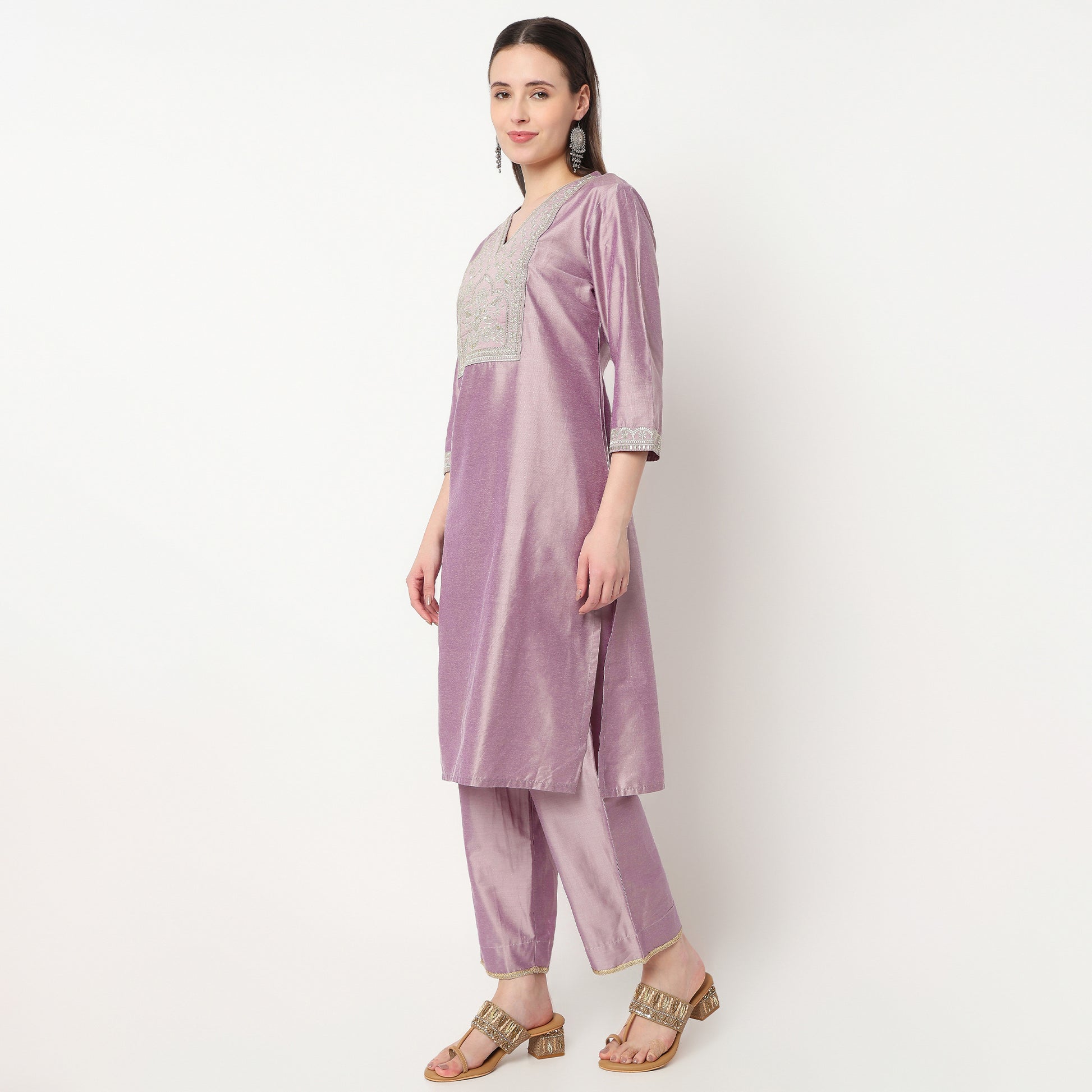 Embroidered Kurta with Pant & with Dupatta Set