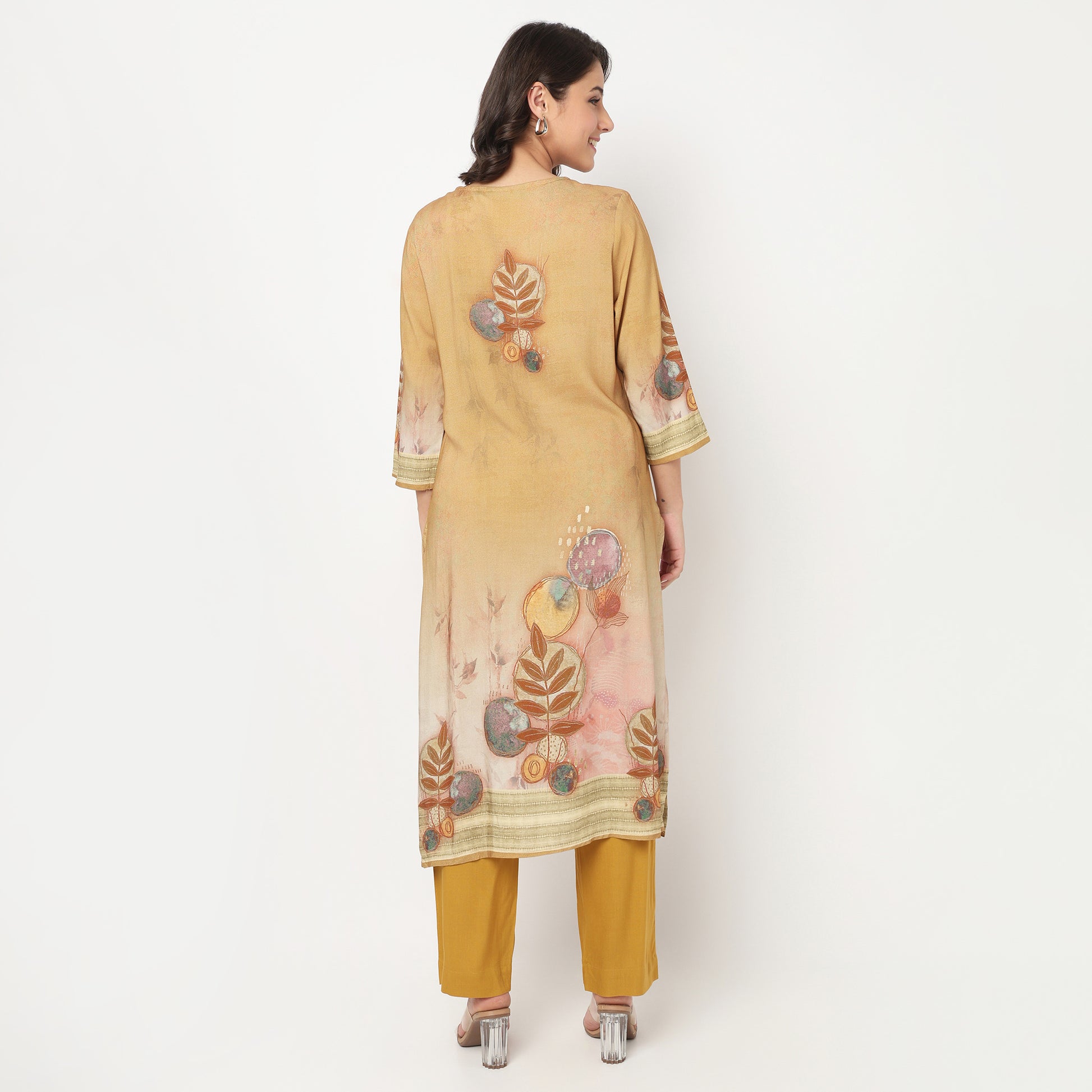 Printed V-Neck Kurta with Pant & with Dupatta Set