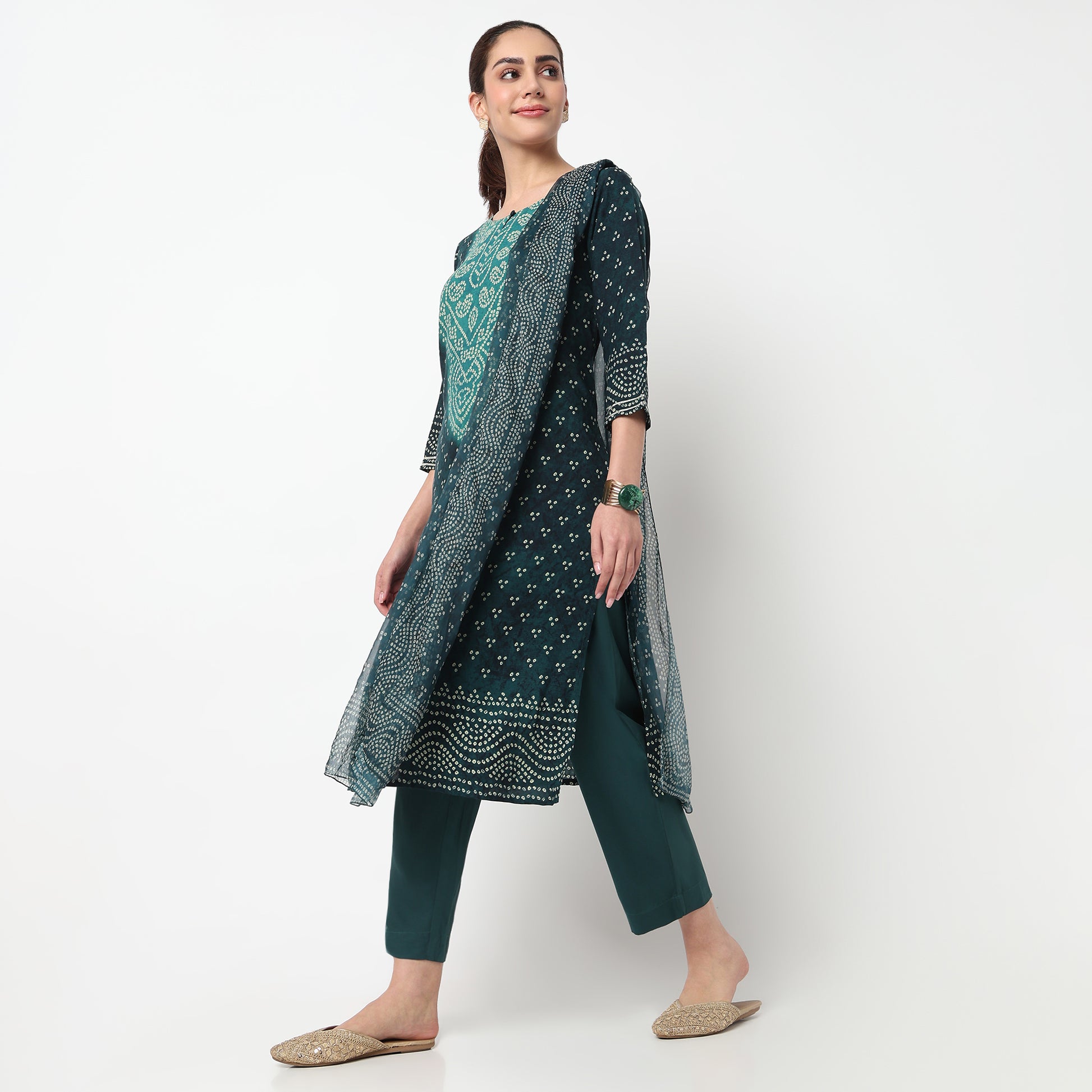 Printed Kurta with Pant & with Dupatta Set