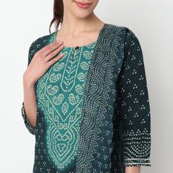 Printed Kurta with Pant & with Dupatta Set