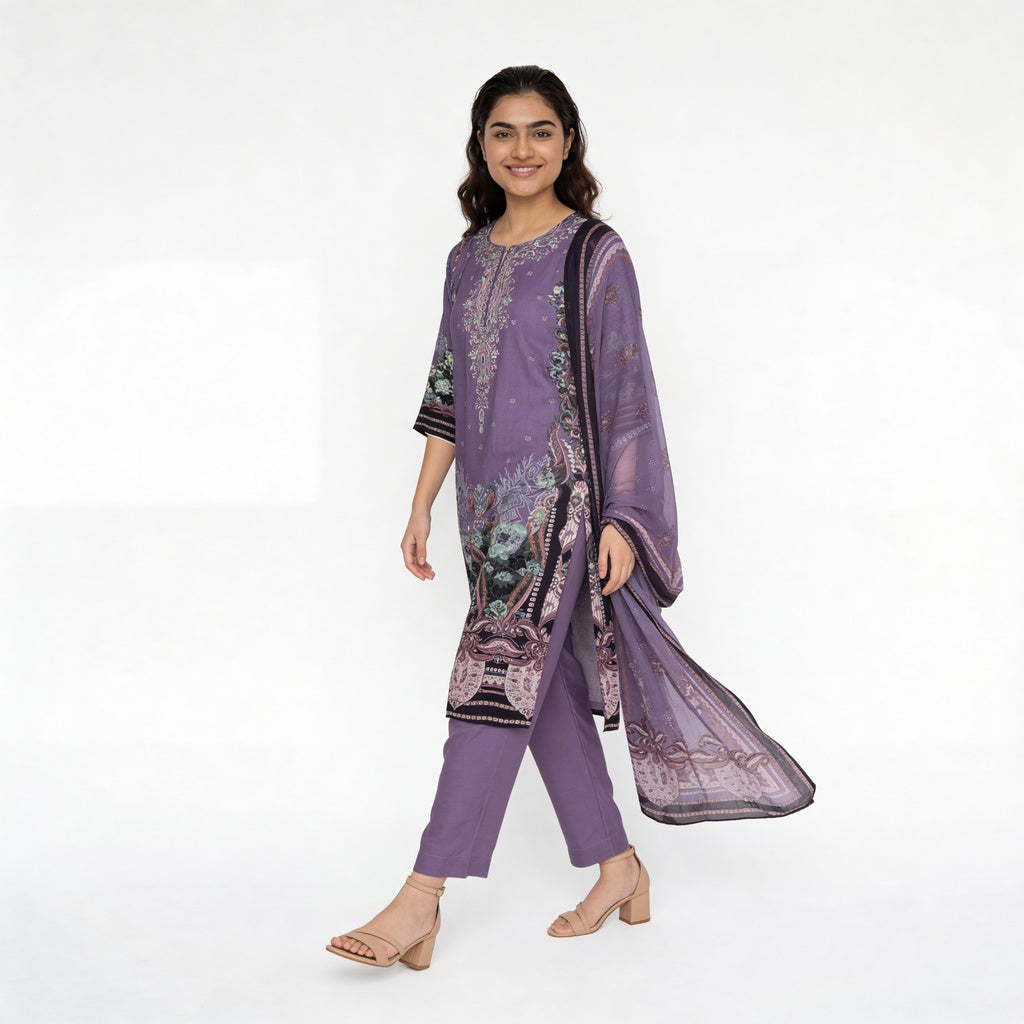 Printed Kurta with Pant & Dupatta Set