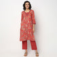 Buy Women Straight Fit Printed Three-Fourth Sleeve Kurta and Pant with Dupatta Set  - Style Union
