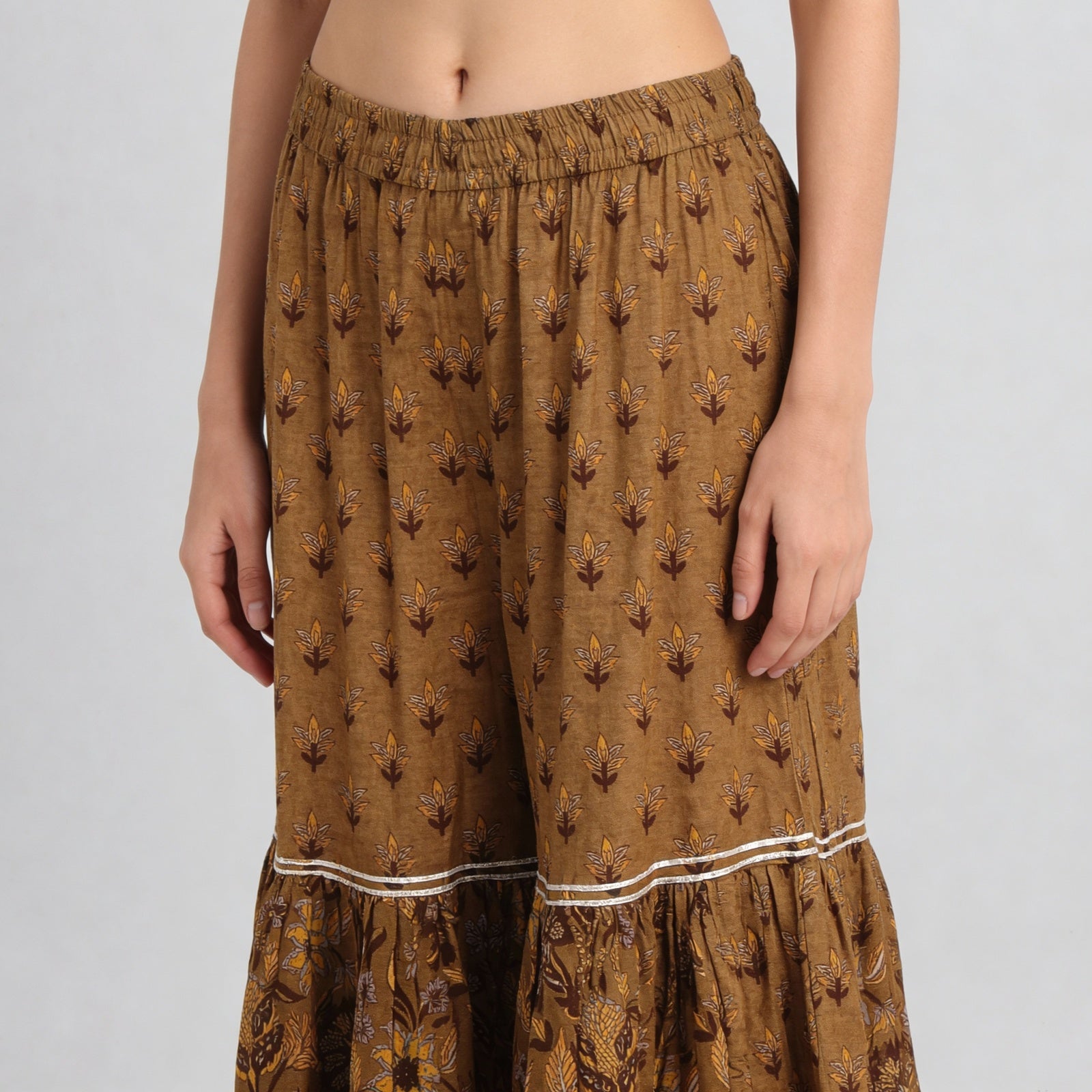 Cotton Printed Kalidar Kurta with Sharara & with Dupatta Set