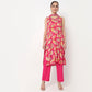 V-Neck Printed Straight Kurta with Pant & with Dupatta Set