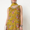 V-Neck Printed Straight Kurta with Pant & with Dupatta Set