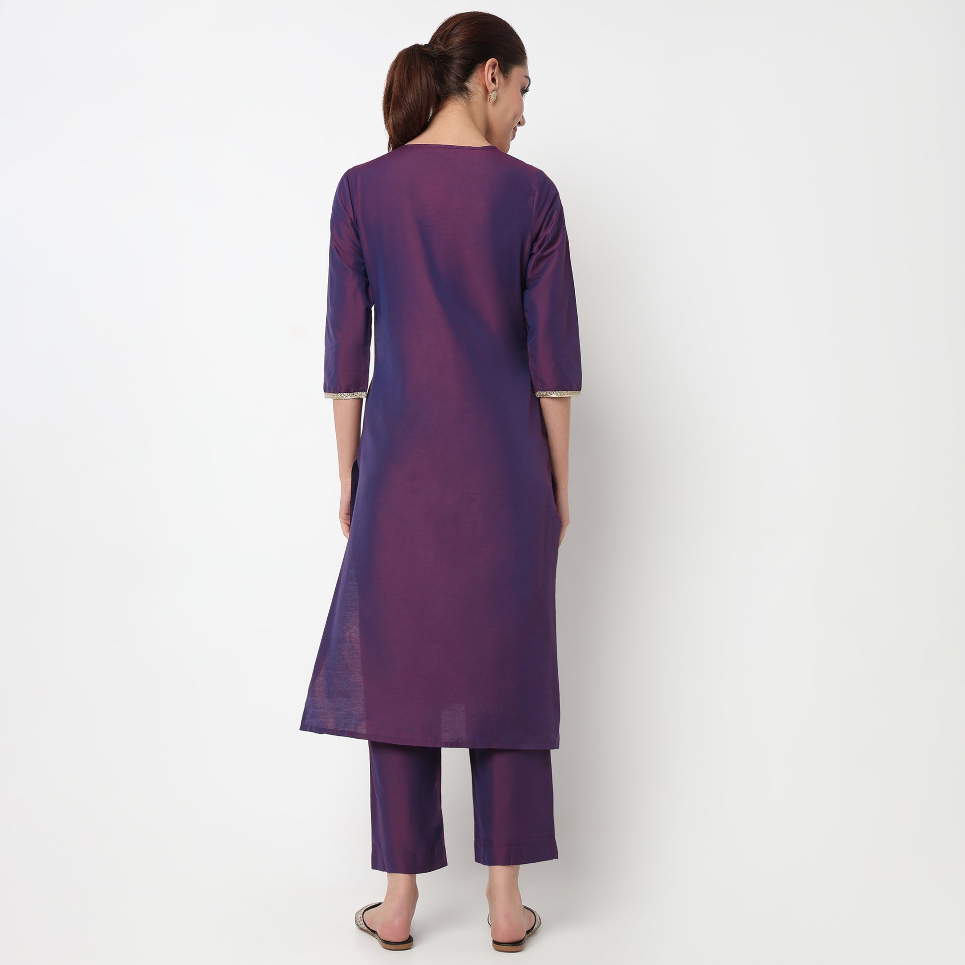 V-Neck Kurta with Pant & with Dupatta Set