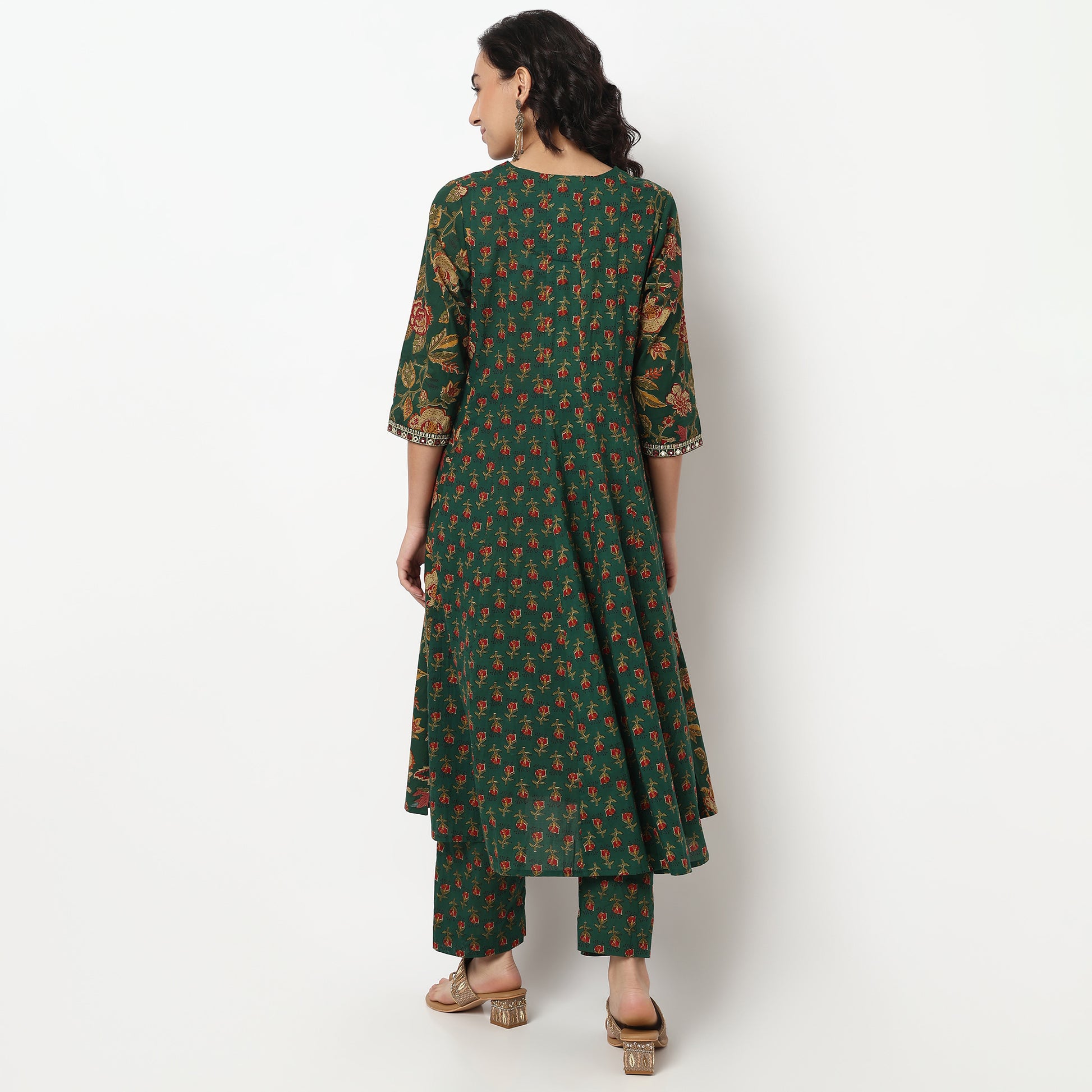 Buy Women Flare Fit Printed Three-Fourth Sleeve Kurta and Pant with Dupatta Set  - Style Union