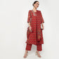 Cotton Printed V-Neck Kurta with Pant & with Dupatta Set