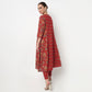 Cotton Printed V-Neck Kurta with Pant & with Dupatta Set