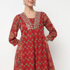 Cotton Printed V-Neck Kurta with Pant & with Dupatta Set