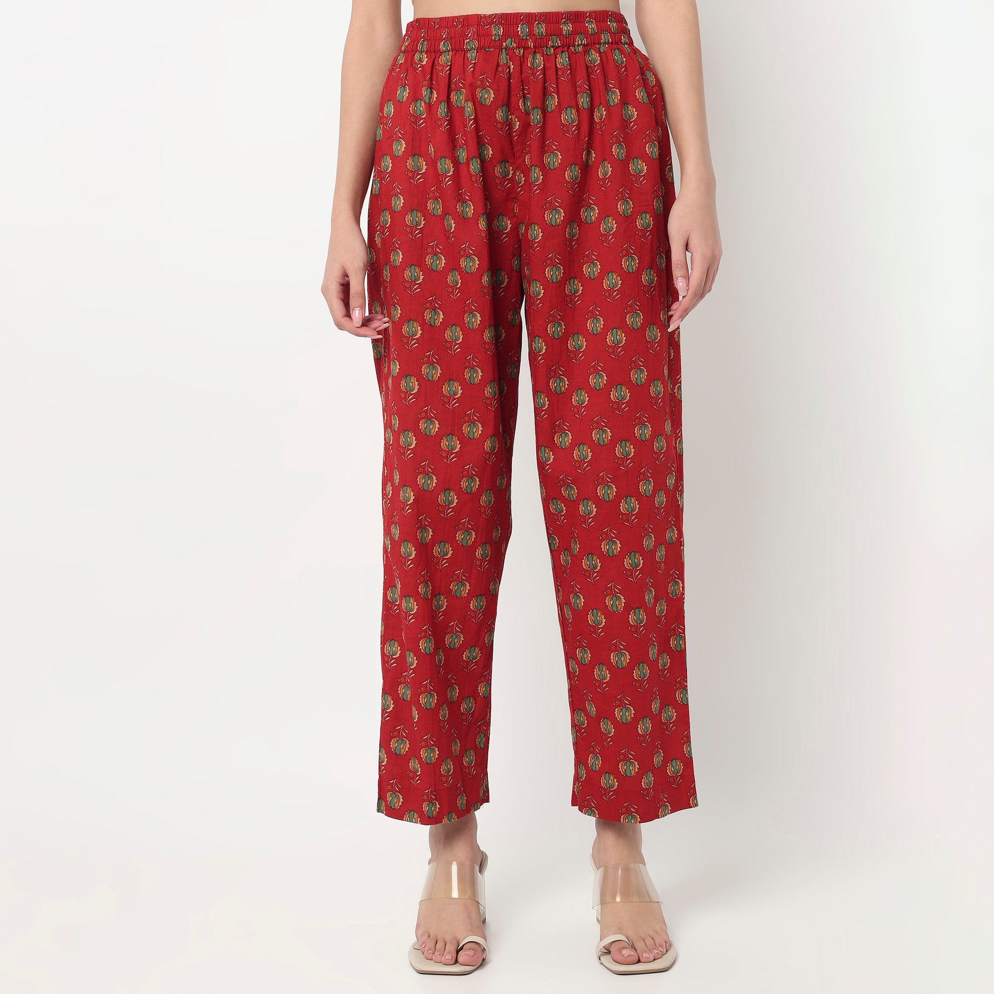 Cotton Printed V-Neck Kurta with Pant & with Dupatta Set