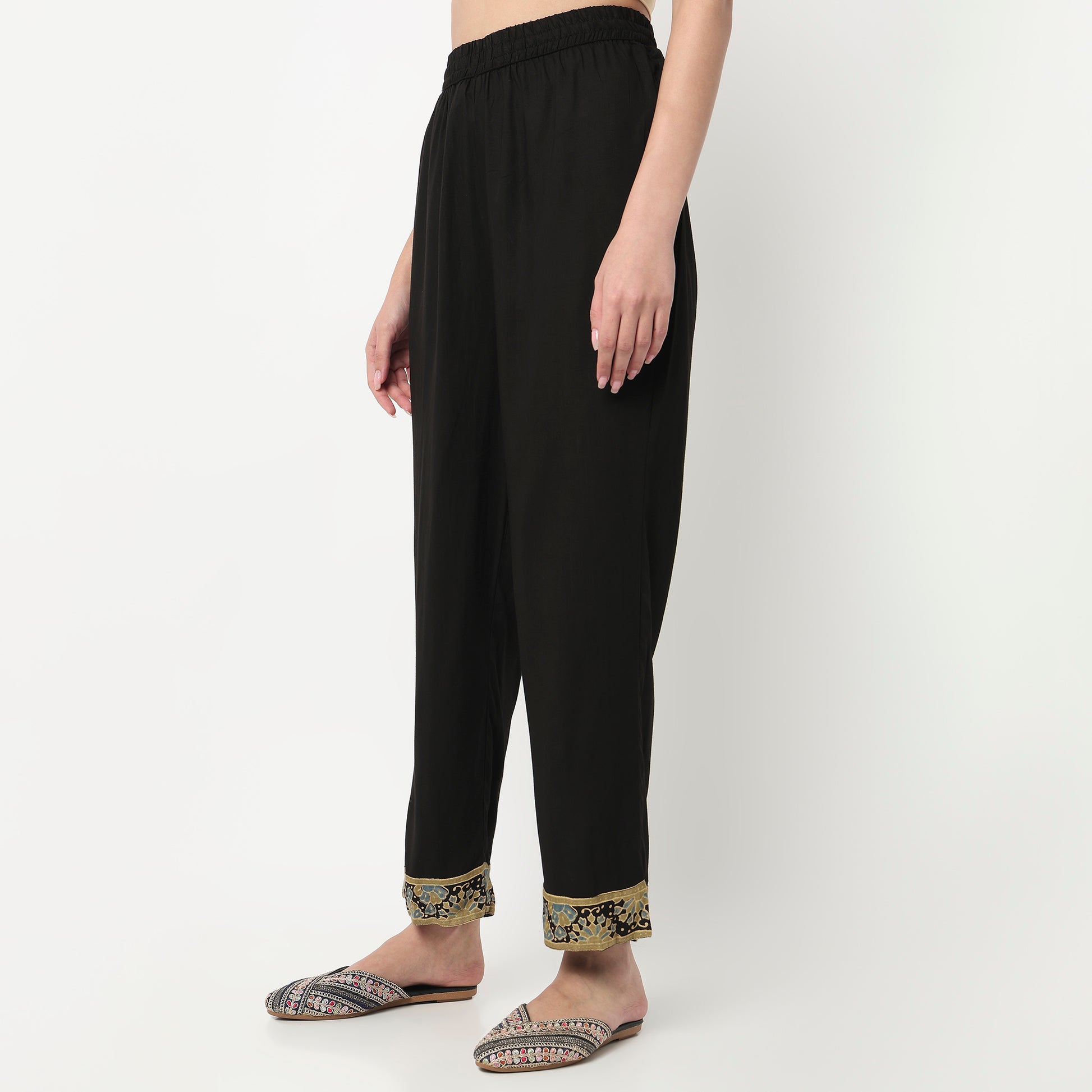 V-Neck Embroidered Straight Kurta with Pant & with Dupatta Set