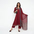 V-Neck Printed Kalidar Kurta with Pant and Dupatta Set
