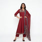 V-Neck Printed Kalidar Kurta with Pant and Dupatta Set
