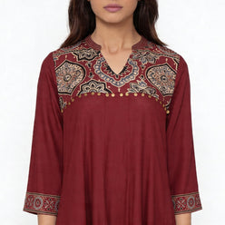 V-Neck Printed Kalidar Kurta with Pant and Dupatta Set