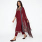 V-Neck Printed Kalidar Kurta with Pant and Dupatta Set
