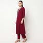Embroidered V-Neck Kalidar Kurta with Pant Set