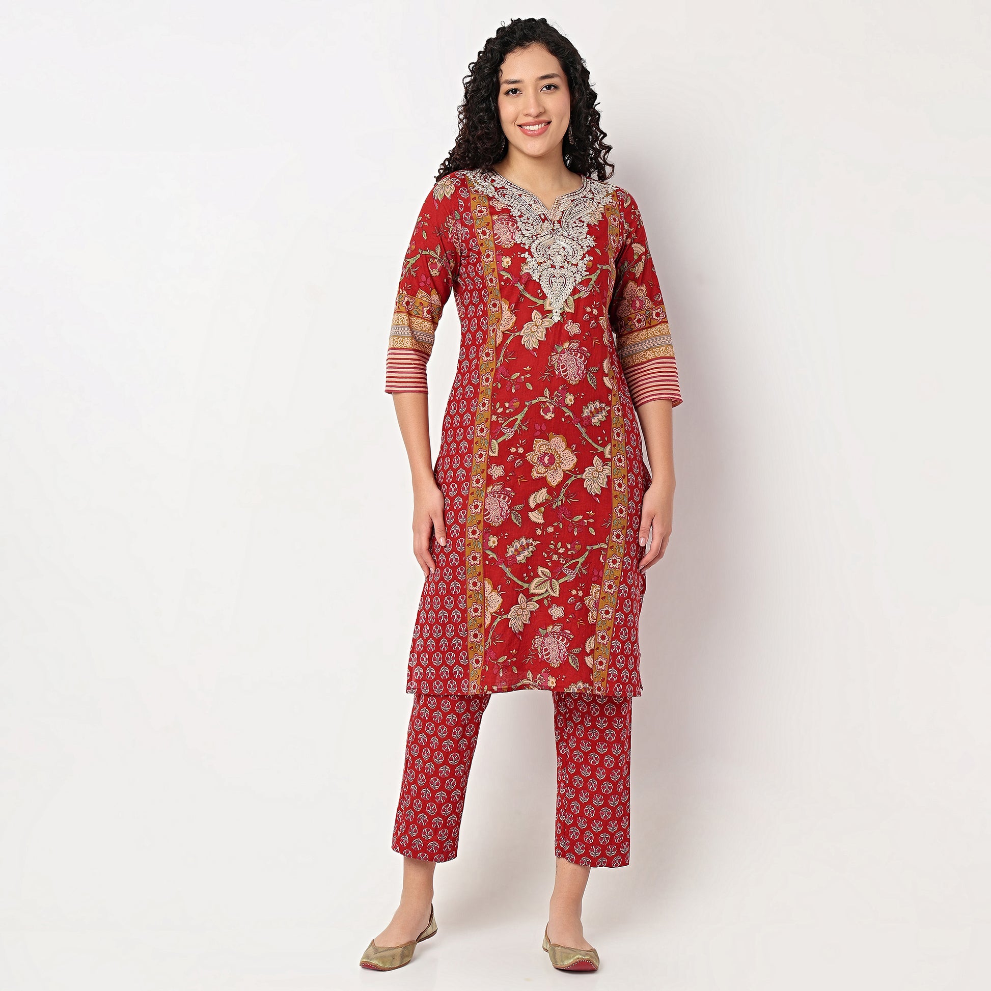 Printed Straight Kurta with Pant Set