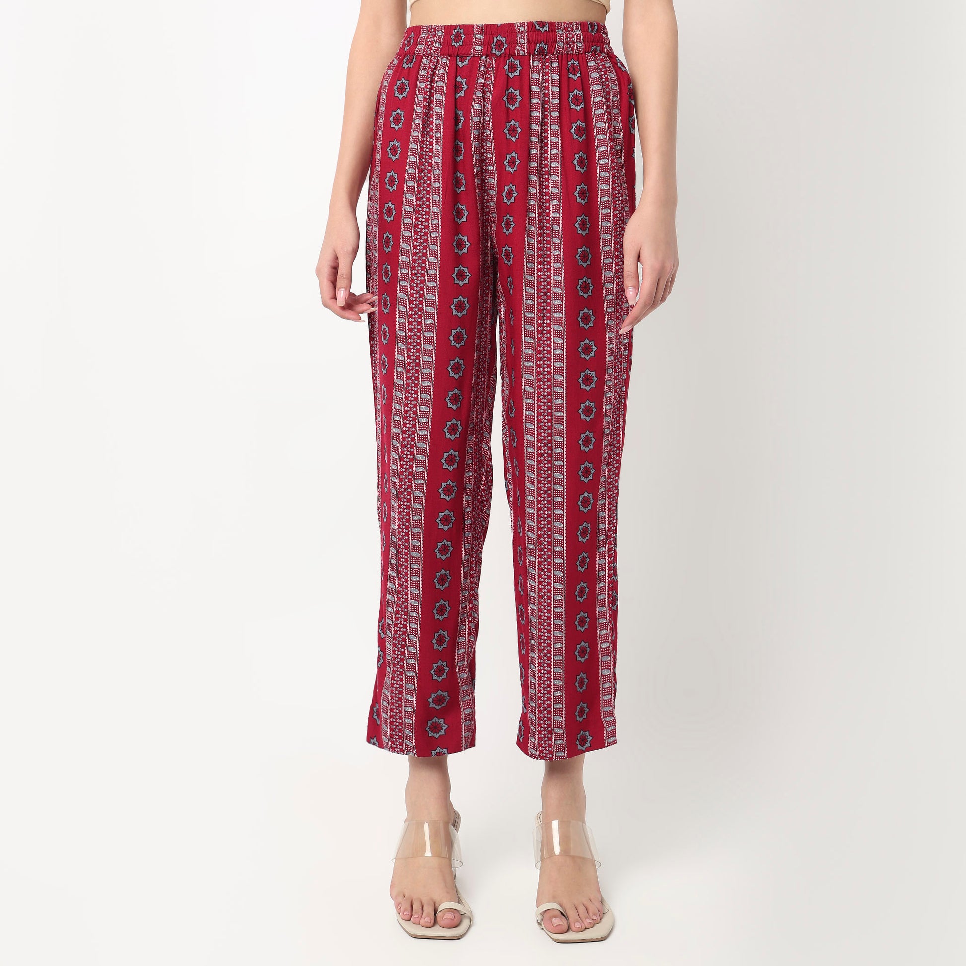 Printed Crew Neck Straight Kurta with Pant Set