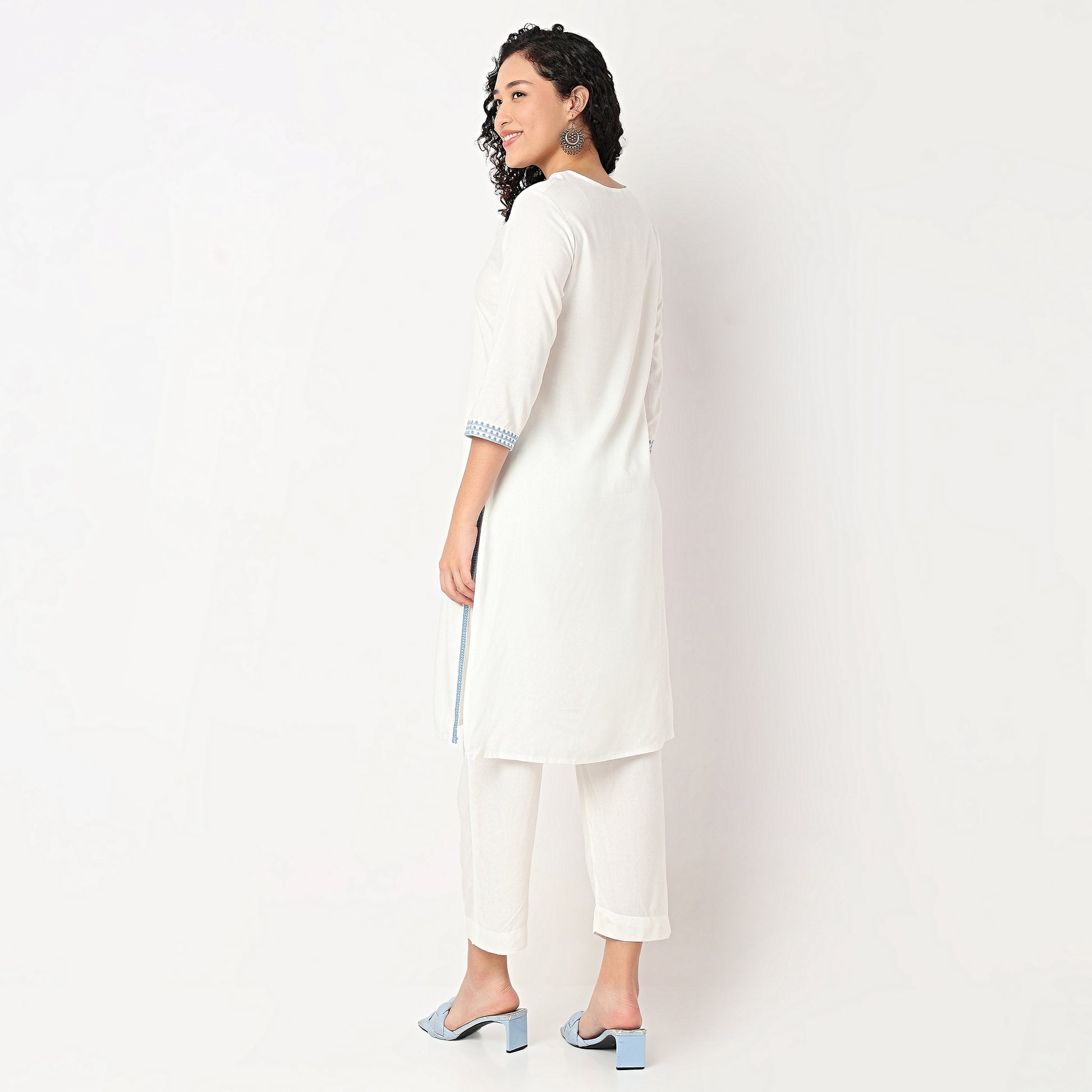 Embroidered Straight Kurta with Pant Set