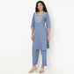 V-Neck Embroidered Kurta and Pant Set