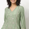 Buy Women Straight Fit Embroidered Three-Fourth Sleeve Kurta with Pant Set  - Style Union