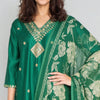 Embellished V-Neck Straight Kurta with Pant & Dupatta Set