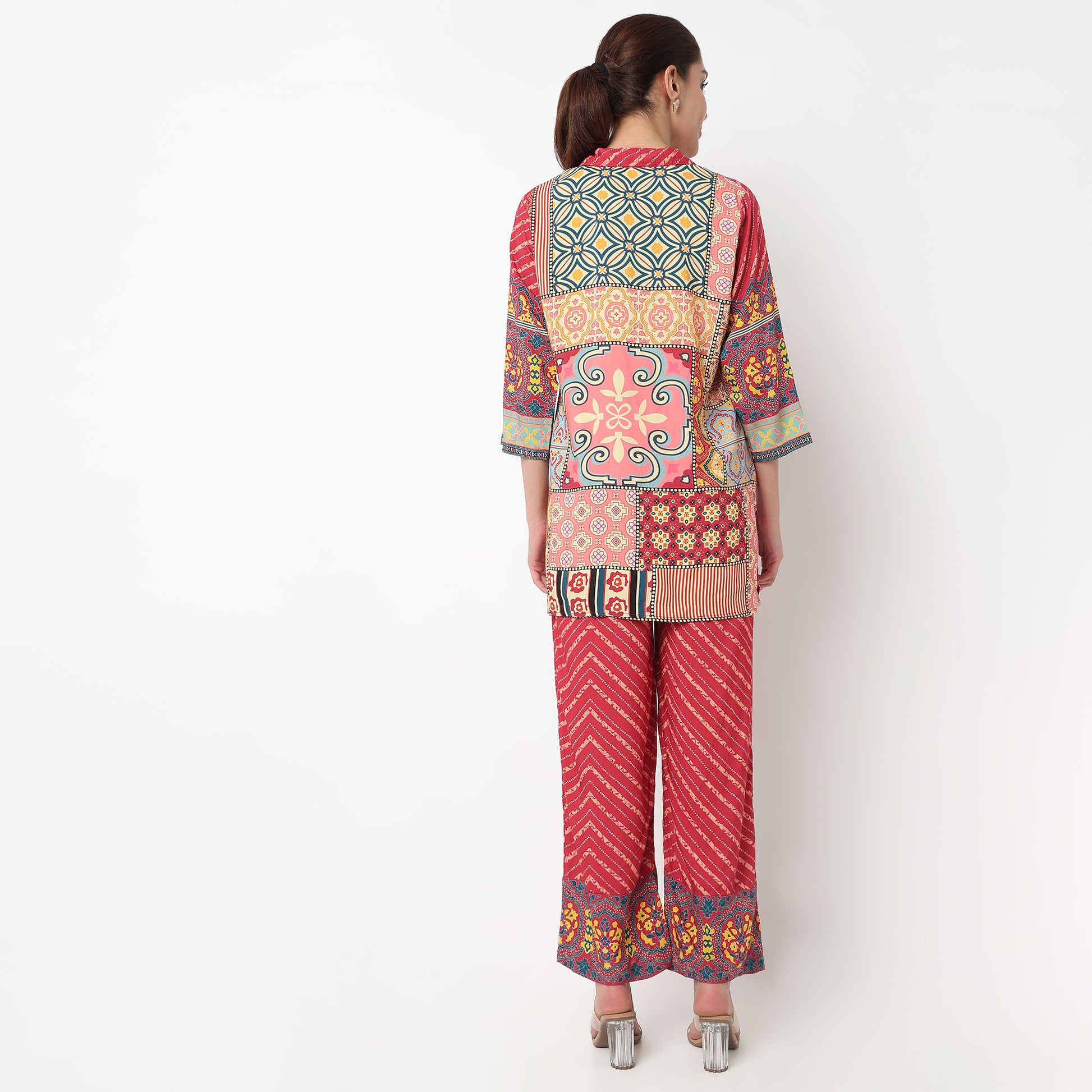 Printed Collar Kurta with Pant Set