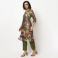 Buy Women Straight Fit Printed Three-Fourth Sleeve Kurta with Pant Set  - Style Union