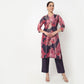Printed Crew Neck A-Line Kurta with Pant Set