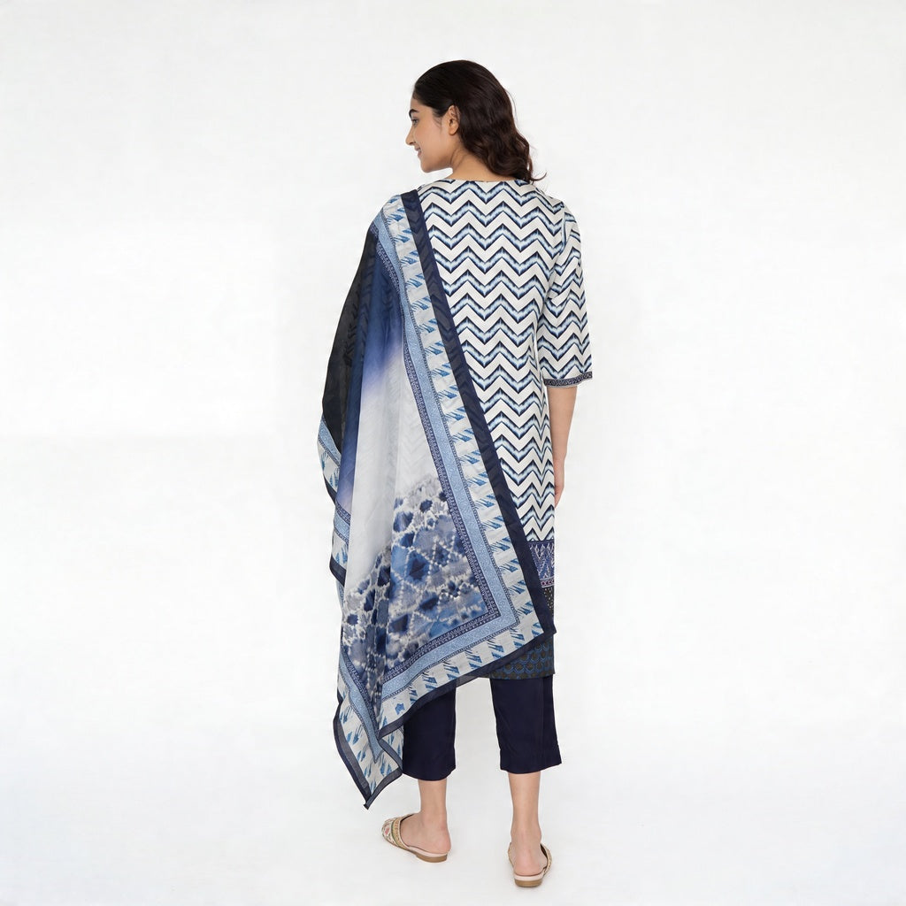 Printed Straight Kurta with Pant and Dupatta Set
