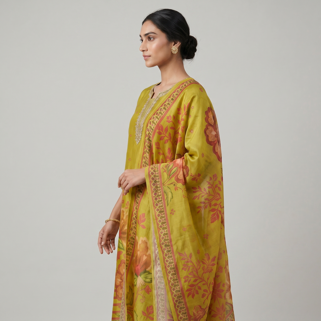 Printed Kurta and Pant with Dupatta Set