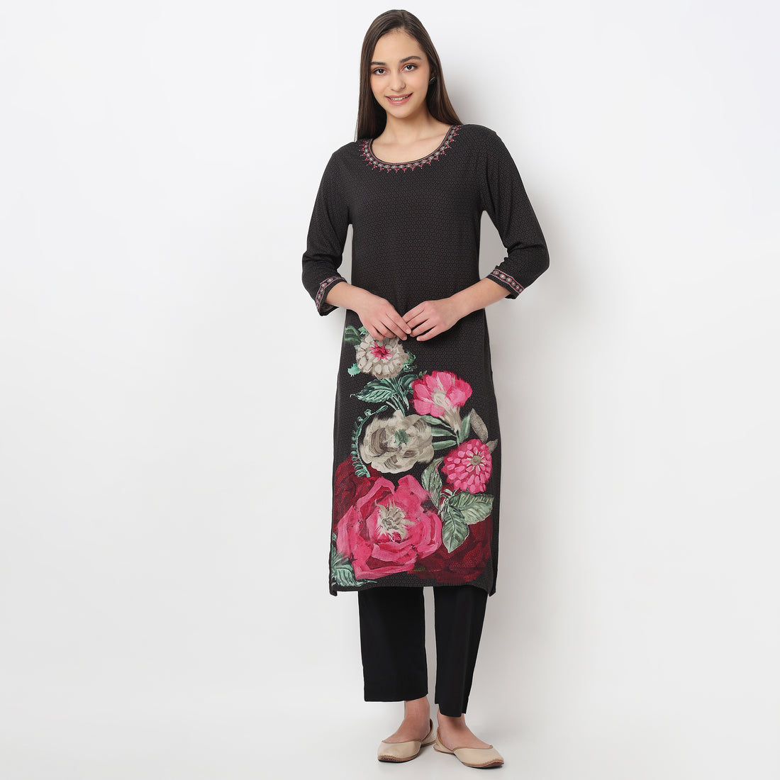 Printed Straight Kurta with Pant & Dupatta Set