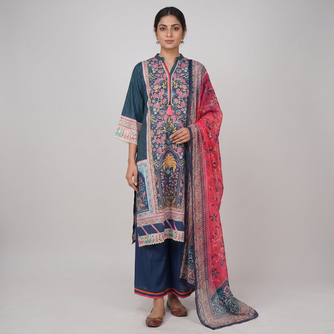 Printed Straight Kurta and Pant with Dupatta Set