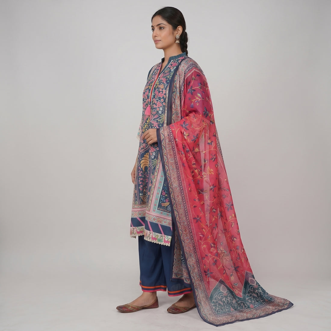 Printed Straight Kurta and Pant with Dupatta Set